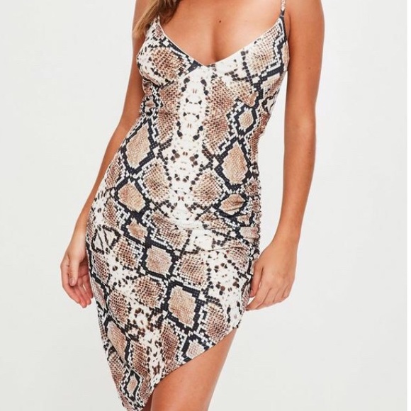 Missguided Dresses & Skirts - white strappy snake print midi dress